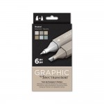   Crafters Companion Spectrum Noir Graphic 6 Pen Set - Neutral